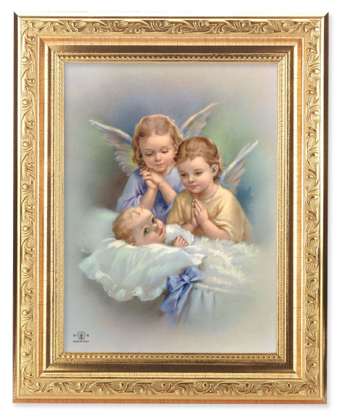 Guardian Angels with Baby Boy 6x8 Print Under Glass - #162 Frame