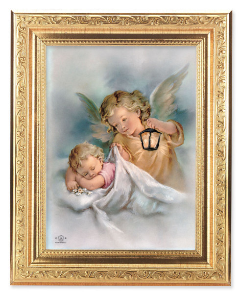 Guardian Angels with Lantern and Baby Girl 6x8 Print Under Glass - #162 Frame