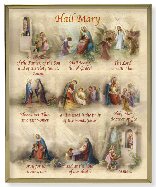 Hail Mary 8x10 Gold Trim Plaque - Full Color