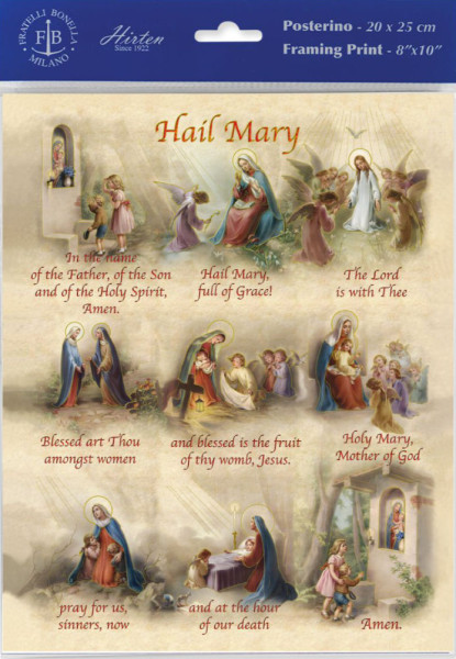 Hail Mary Prayer Print - Sold in 3 per pack - Multi-Color