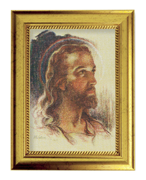 Head of Christ 5x7 Print in Gold-Leaf Frame - Full Color