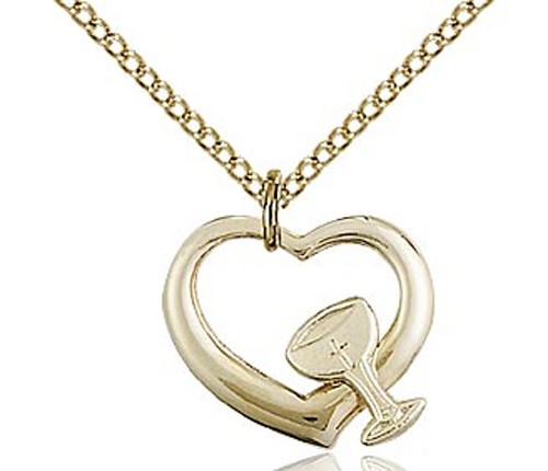 Heart with Chalice Medal - 14KT Gold Filled