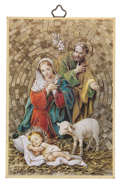 Holy Family 4x6 Mosaic Plaque - Gold
