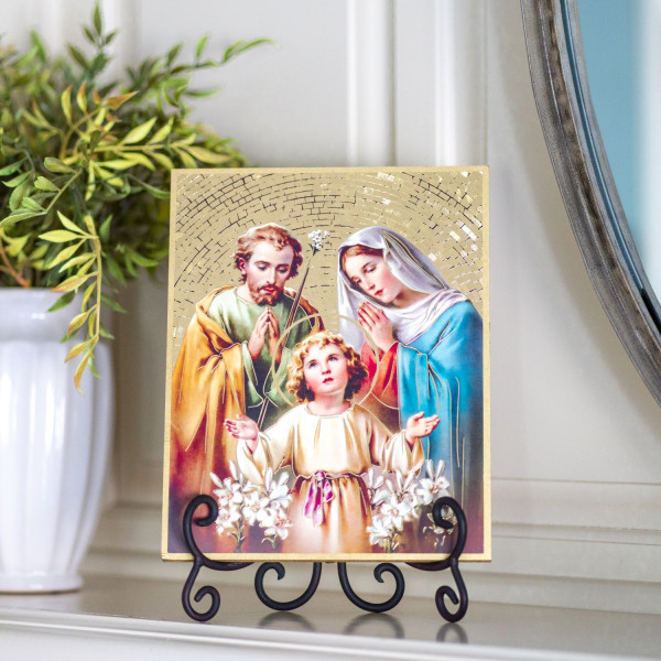 Holy Family Gold Foil Mosaic Plaque - Full Color