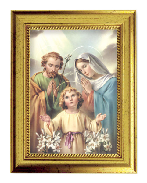 Holy Family Print by Simeone 5x7 Print in Gold-Leaf Frame - Full Color