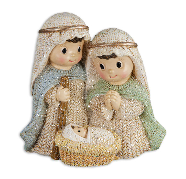 Holy Family Yarn People with Gold and Glitter Accents  - Multi-Color