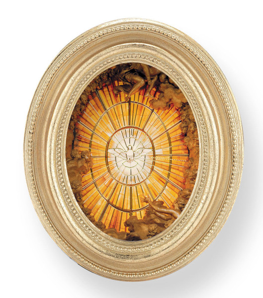Holy Spirit Small 4.5 Inch Oval Framed Print - Gold