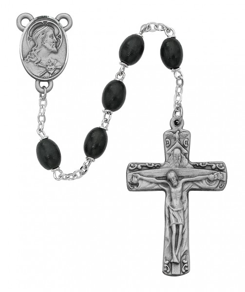 Holy Trinity Black Bead Rosary - Black