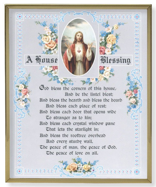 House Blessing 8x10 Gold Trim Plaque - Full Color