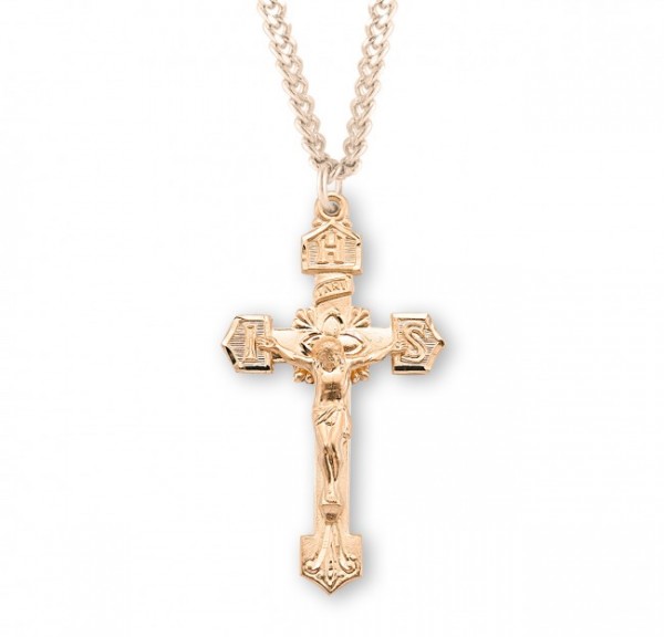 IHS Tip Men's Crucifix Necklace - Gold Plated
