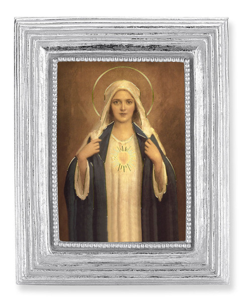 Immaculate Heart of Mary 2.5x3.5 Print Under Glass - Silver