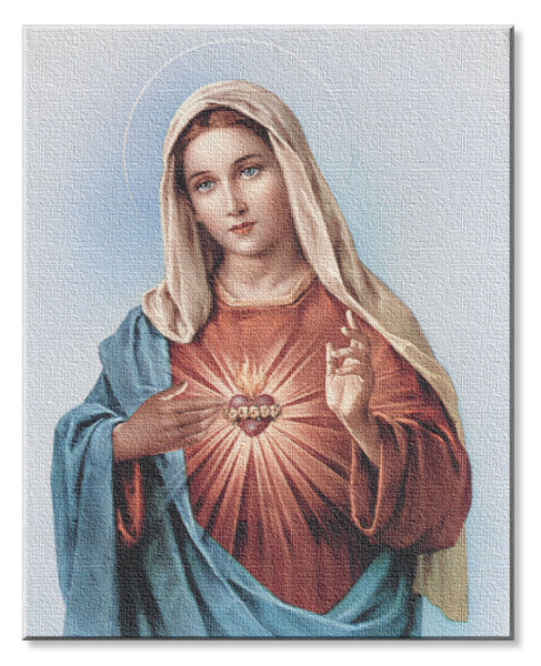 Immaculate Heart of Mary 8x10 Stretched Canvas Print - Full Color