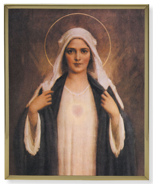 Immaculate Heart of Mary Gold Trim Plaque - 2 Sizes - Full Color