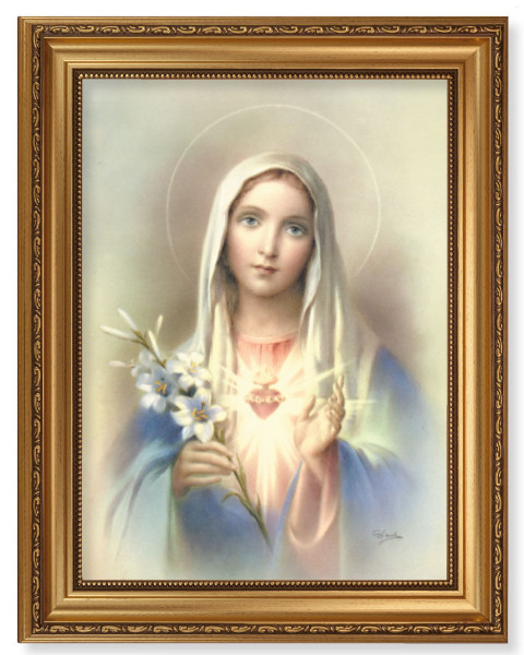Immaculate Heart of Mary with Lily 12x16 Framed Print Artboard - #131 Frame