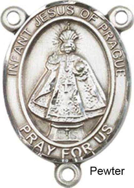 Infant of Prague Rosary Centerpiece Sterling Silver or Pewter - Pewter