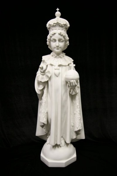 Infant of Prague Statue White Marble Composite - 44 inch - White