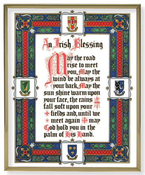Irish Blessing 8x10 Gold Trim Plaque - Full Color