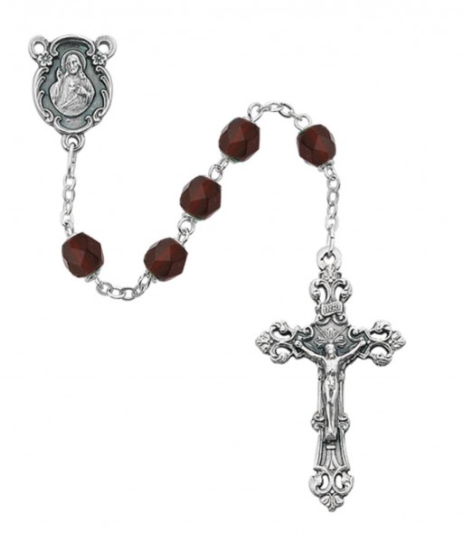 January Birthstone Rosary (Garnet) - Silver Oxidized - Garnet