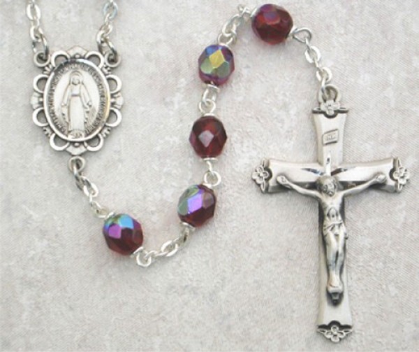 January Birthstone Rosary (Garnet) - Sterling Silver - Garnet