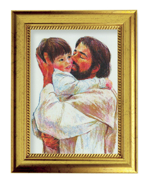 Jesus with Child Print by Hook 5x7 Print in Gold-Leaf Frame - Full Color