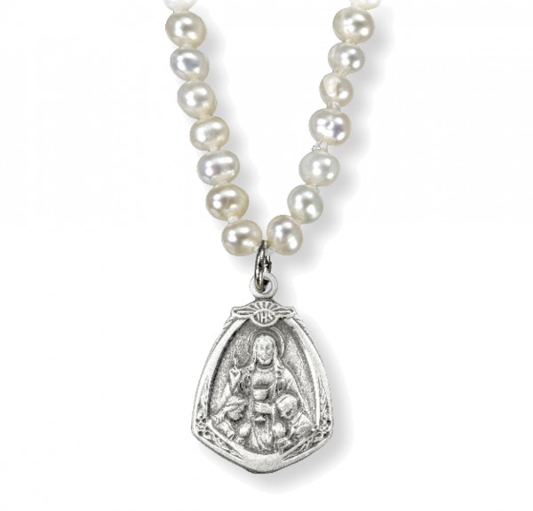 Jesus with Children Freshwater Pearl Necklace - Sterling Silver
