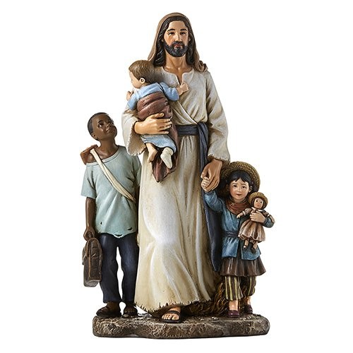 Jesus and the Children of Need 7 Inch High Statue - Full Color