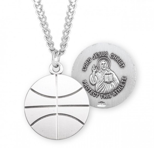 Jesus Christ Basketball Medal Sterling Silver - Sterling Silver