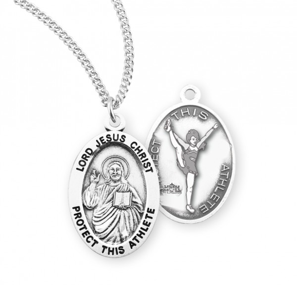 Jesus Protect this Cheer Athlete Medal Girl - Sterling Silver
