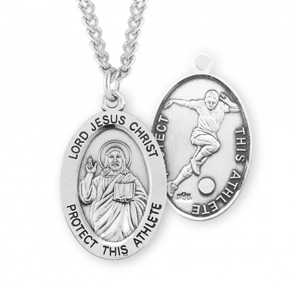 Jesus Protect this Soccer Athlete Medal Boys - Sterling Silver