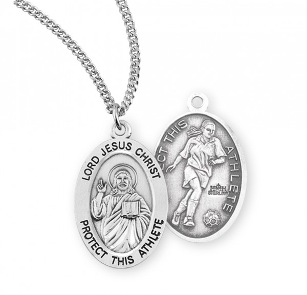Jesus Protect this Soccer Athlete Medal Girl - Sterling Silver
