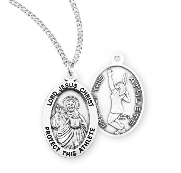 Jesus Protect this Tennis Athlete Medal Girl - Sterling Silver