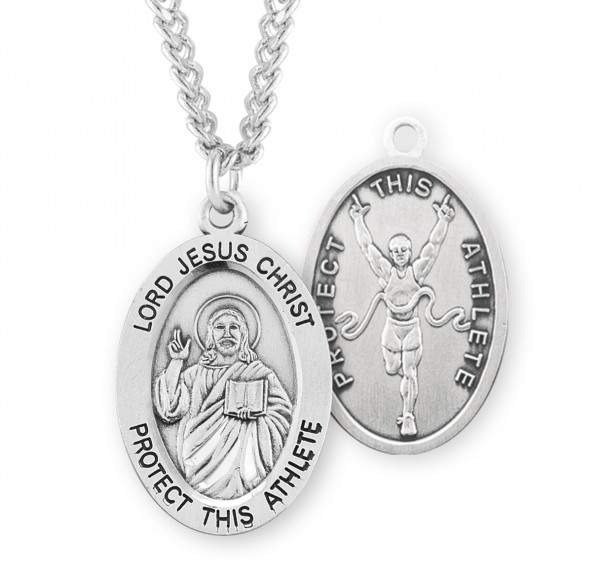 Jesus Protect this Track Athlete Medal Boys - Sterling Silver