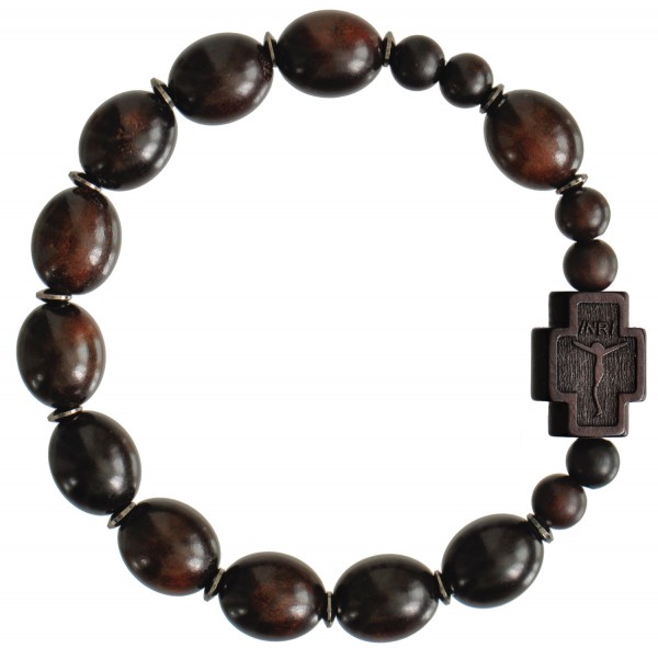 Jujube Dark Wood Rosary Bracelet - 12mm - Brown