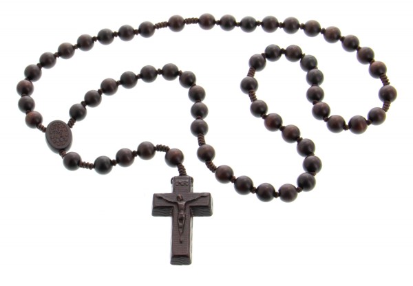 Jujube Wood 5 Decade Rosary 3 Sizes Available - Brown