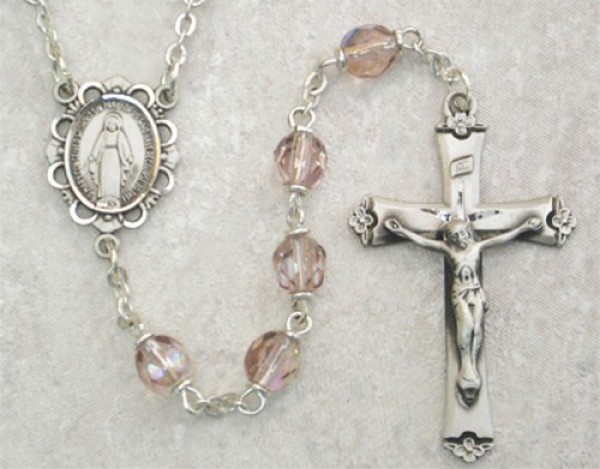 June Birthstone Rosary (Alexandrite) - Sterling Silver - Light Amethyst