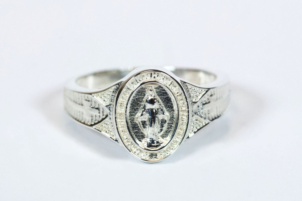 Large Miraculous Medal Sterling Silver Ring - Sterling Silver