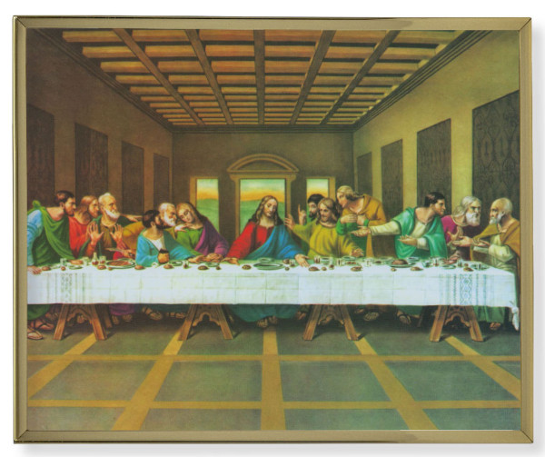 Last Supper Gold Frame 8x10 Plaque - Full Color