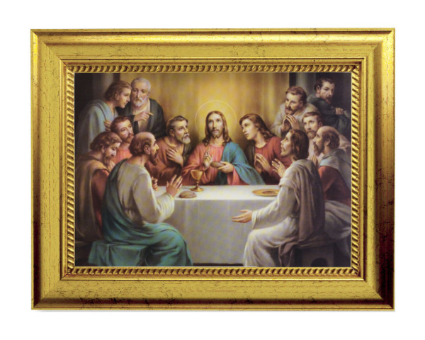 Last Supper Print by Bonella 5x7 Print in Gold-Leaf Frame - Full Color