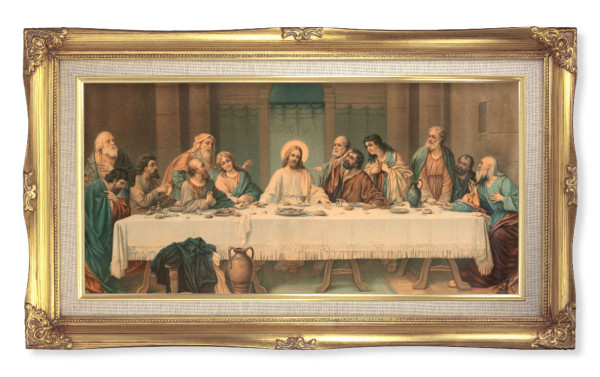 Last Supper by Parietti Gold-Leaf Frame with Linen Border Art - Full Color