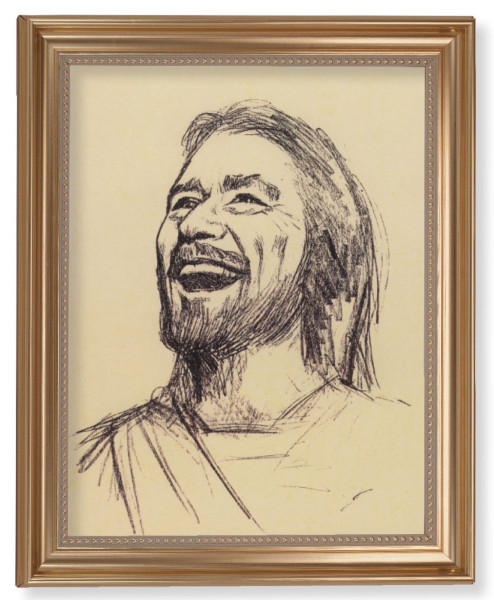 Laughing Christ 11x14 Framed Print Artboard - #129 Frame