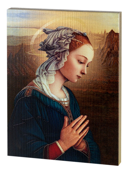 Lippi Madonna Embossed Wood Plaque - Full Color