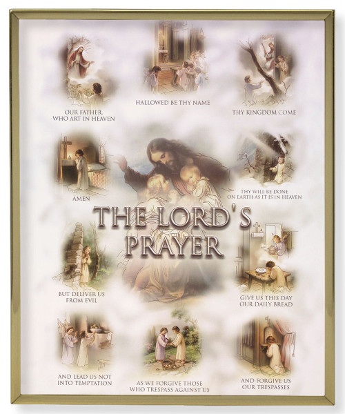 Lord's Prayer 8x10 Gold Trim Plaque - Full Color