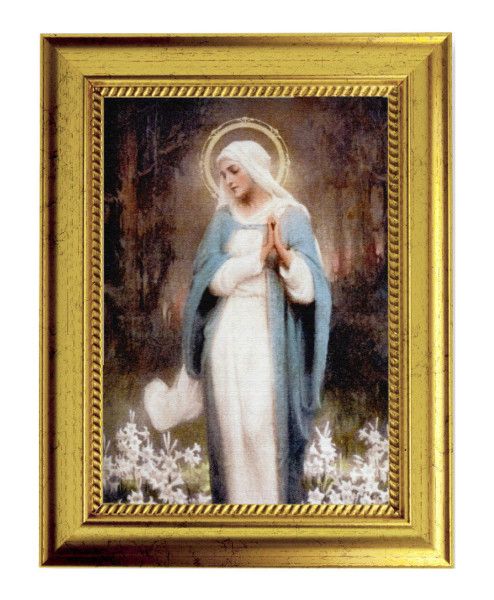 Madonna of the Lillies 5x7 Print in Gold-Leaf Frame - Full Color
