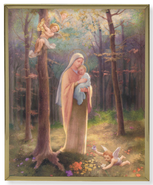 Madonna of the Woods 8x10 Gold Trim Plaque - Full Color