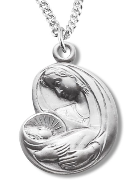 Madonna and Child Medal Sterling Silver - Sterling Silver