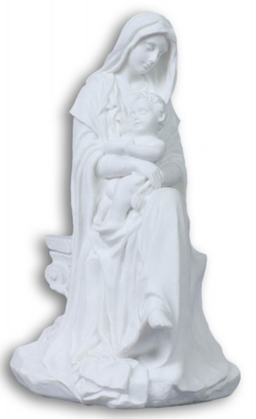 Madonna and Child Statue in White Resin - 6 inches - White