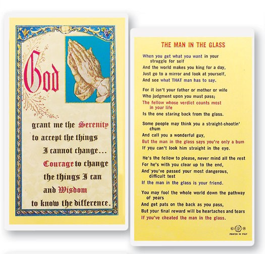 Man In the Glass Laminated Prayer Card - 1 Prayer Card .99 each