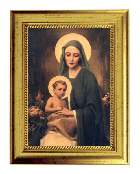 Mary and Child Print by Chambers 5x7 Print in Gold-Leaf Frame - Full Color