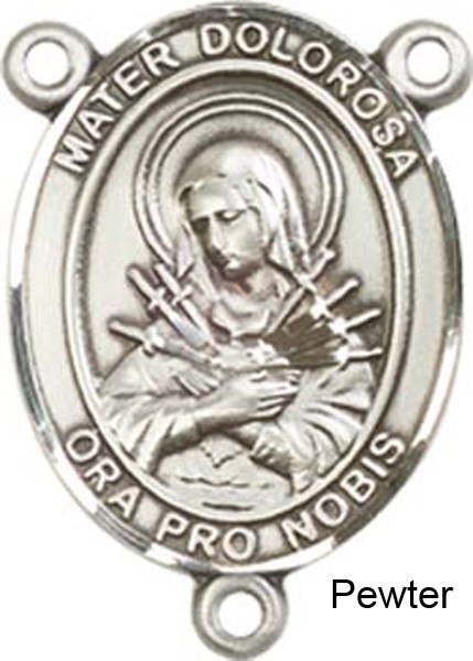 Mater Dolorosa Rosary Centerpiece Sterling Silver or Pewter - Pewter
