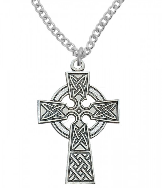 Men's Celtic Cross Pendant Sterling or Pewter - Sterling Silver
